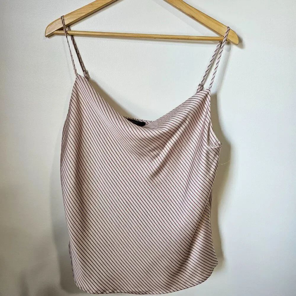 EUC FOREVER21 CANDYCANE STYLE COWL NECK TANK TOP SIZE LARGE WMNS